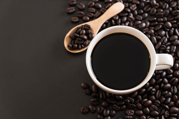 Coffee cup and beans