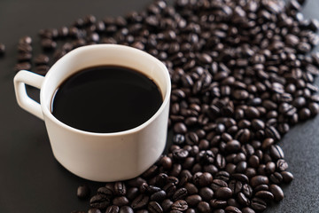 Coffee cup and beans