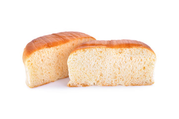 soft sponge bread on white background