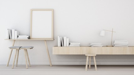 The interior minimal relax space room in condominium and background decoration  furniture  -3D Rendering