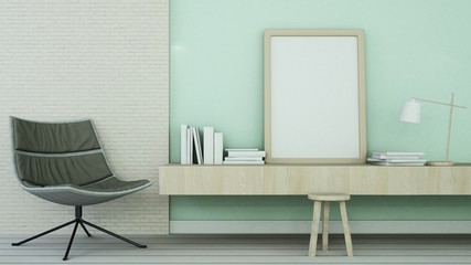 The interior minimal relax space room in condominium and background decoration  furniture  -3D Rendering