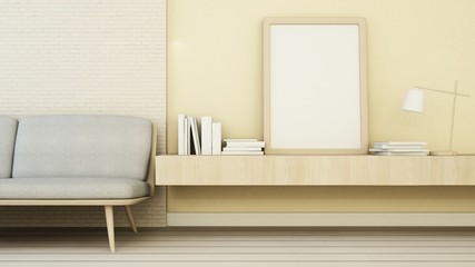 Fototapeta na wymiar The interior minimal relax space room in condominium and background decoration furniture -3D Rendering