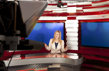 A television anchorwoman at studio