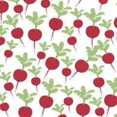 colorful background with pattern of beets with stem and leaves vector illustration