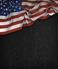America USA Flag Vintage on a Grunge Black Chalkboard With Space For Text
