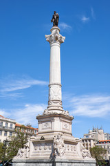 Fototapeta na wymiar Column of Pedro IV on Rossio Square, Lisbon, Portugal.