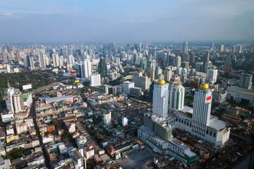 Fototapeta na wymiar Bangkok Skyline, aerial view of capital in Thailand.
