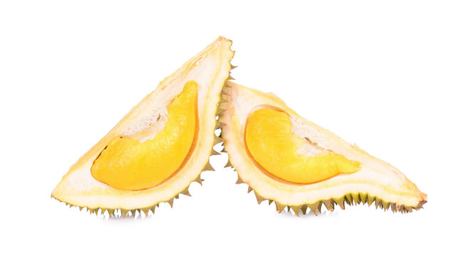 Ripe Durian fruit, Thailand Fruits isolated on white background.