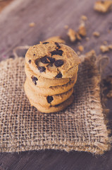  Chocolate chip cookies on old wooden table