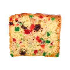 mixed fruit cake isolated on white