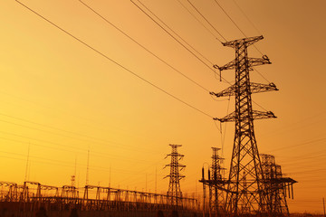 Fototapeta premium High voltage electric tower line