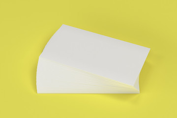 White blank business cards mock-up on yellow background