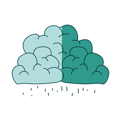 watercolor silhouette of clouds with the rain falling on aquamarine vector illustration