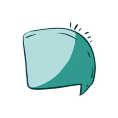 aquamarine hand drawn of rounded square speech vector illustration