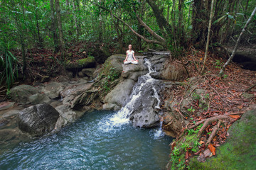 serenity and yoga practicing meditation