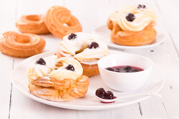 Zeppole with pastry cream.