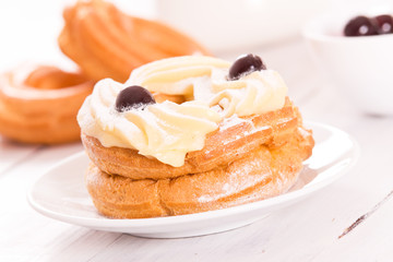 Zeppole with pastry cream.