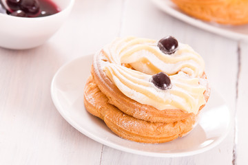 Zeppole with pastry cream.