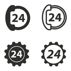 24 hour service icon set.