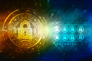 2d illustration Safety concept: Closed Padlock on digital background