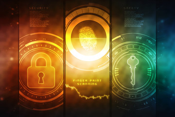 2d illustration Safety concept: Closed Padlock on digital background