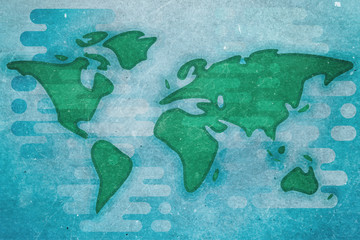 World map cartoon textured flat illustration