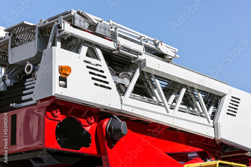 "hydraulic ladder of fire engine. rescue firefighting truck details