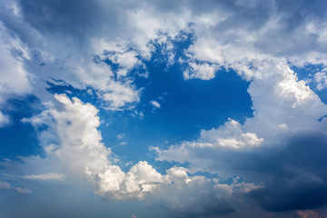 White fluffy clouds in the blue sky