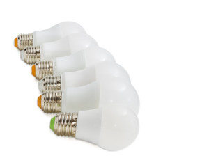 Several light emitting diode lamp on a light background