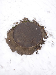 Manhole cover winter. 