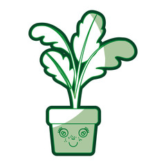 green silhouette of caricature of beet plant in flower pot vector illustration