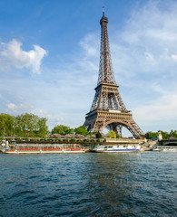 Eiffel Tower with river on the foreground in Paris