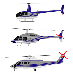 Fototapeta premium Vector helicopter. Set