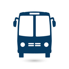 Bus icon. Schoolbus symbol. International tourist traffic. Comfortable vehicles.