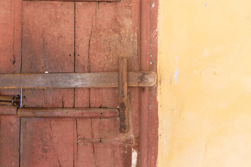 Antique door with wall close up