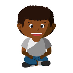 happy little black boy character vector illustration design