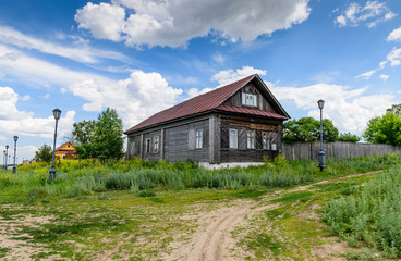Fototapeta na wymiar traditional Russian village house on the island of Sviyazhsk, a popular tourist destination 