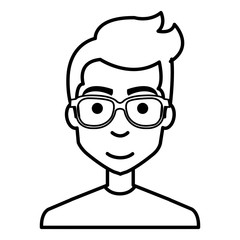 young man casual avatar with glasses vector illustration design