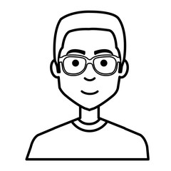 young man casual avatar with glasses vector illustration design