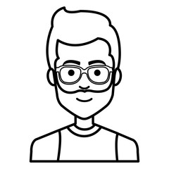 young man casual avatar with glasses vector illustration design