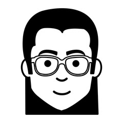 young man casual avatar with glasses vector illustration design