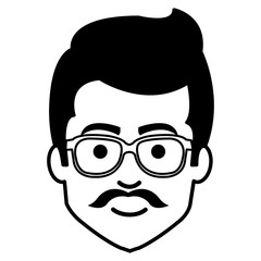 young man casual avatar with glasses vector illustration design