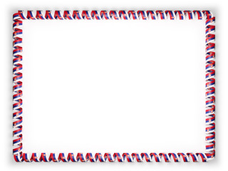 Frame and border of ribbon with the Serbia flag. 3d illustration