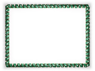 Frame and border of ribbon with the Macau flag, edging from the golden rope. 3d illustration