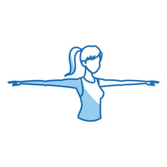 sport girl training stretch open arms vector illustration