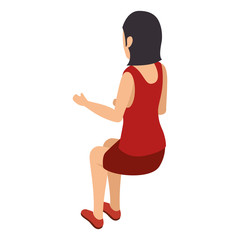 businesswoman isometric avatar character in a sitting position vector illustration design