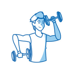 sport man dumbbell fitness gym workout vector illustration