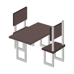 table with chair isometric vector illustration design