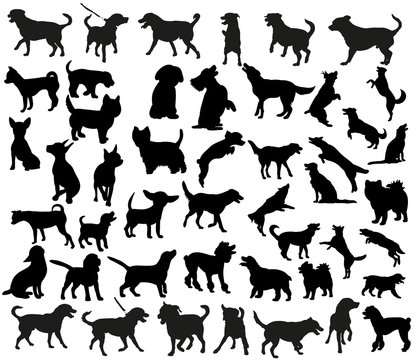  a collection of dog silhouettes, a large collection