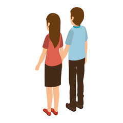 young couple avatars characters isometric vector illustration design